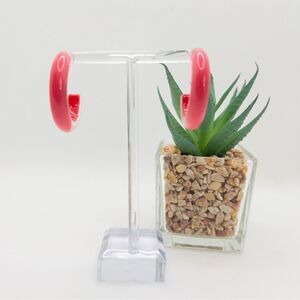 Candy Colored Rose Red Acrylic Lightweight Mini Hoop Earrings